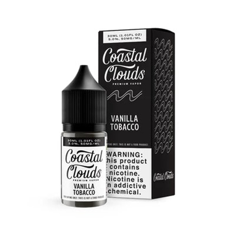 Vanilla Tobacco by Coastal Clouds Salt Series E-Liquid 30mL (Salt Nic) with packaging