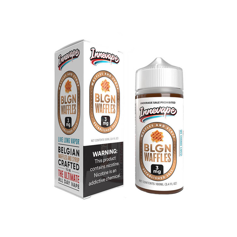 BLGN Waffles by Innevape TFN Series E-Liquid 100mL (Freebase) with packaging