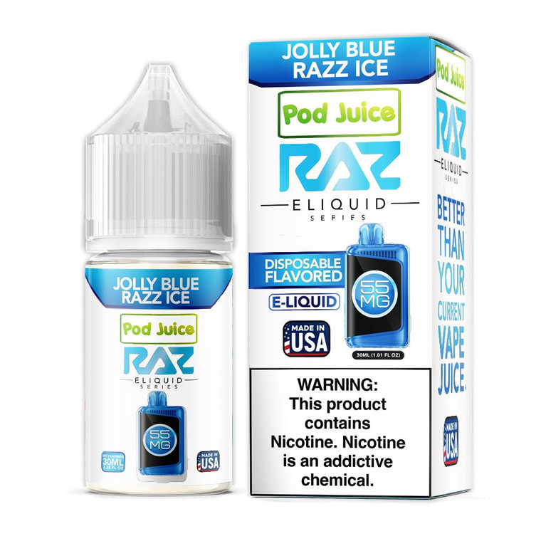 Jolly Blue Razz Ice Pod Juice x RAZ Salts 30ml with Packaging