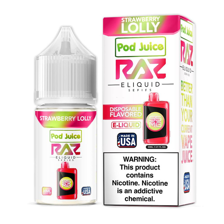 Strawberry Lolly Pod Juice x RAZ Salts 30ml with Packaging