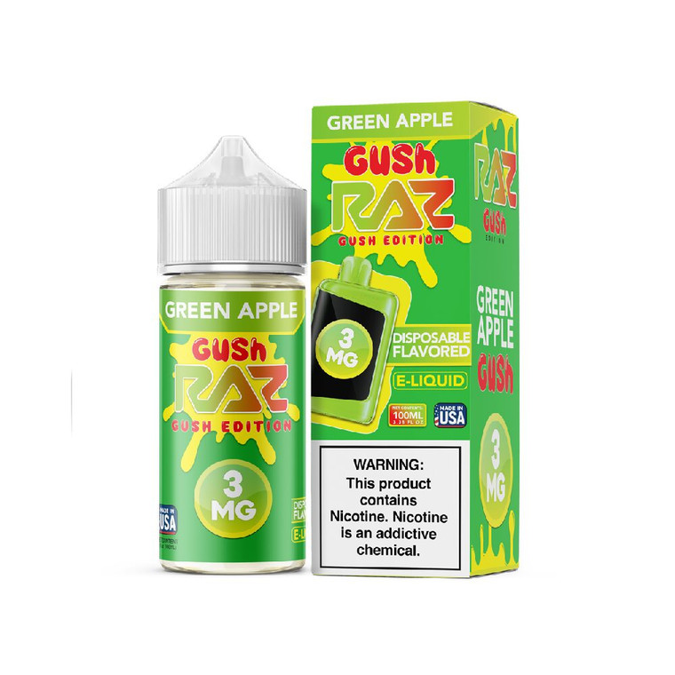 Green Apple Gush Pod Juice x RAZ 100mL with packaging