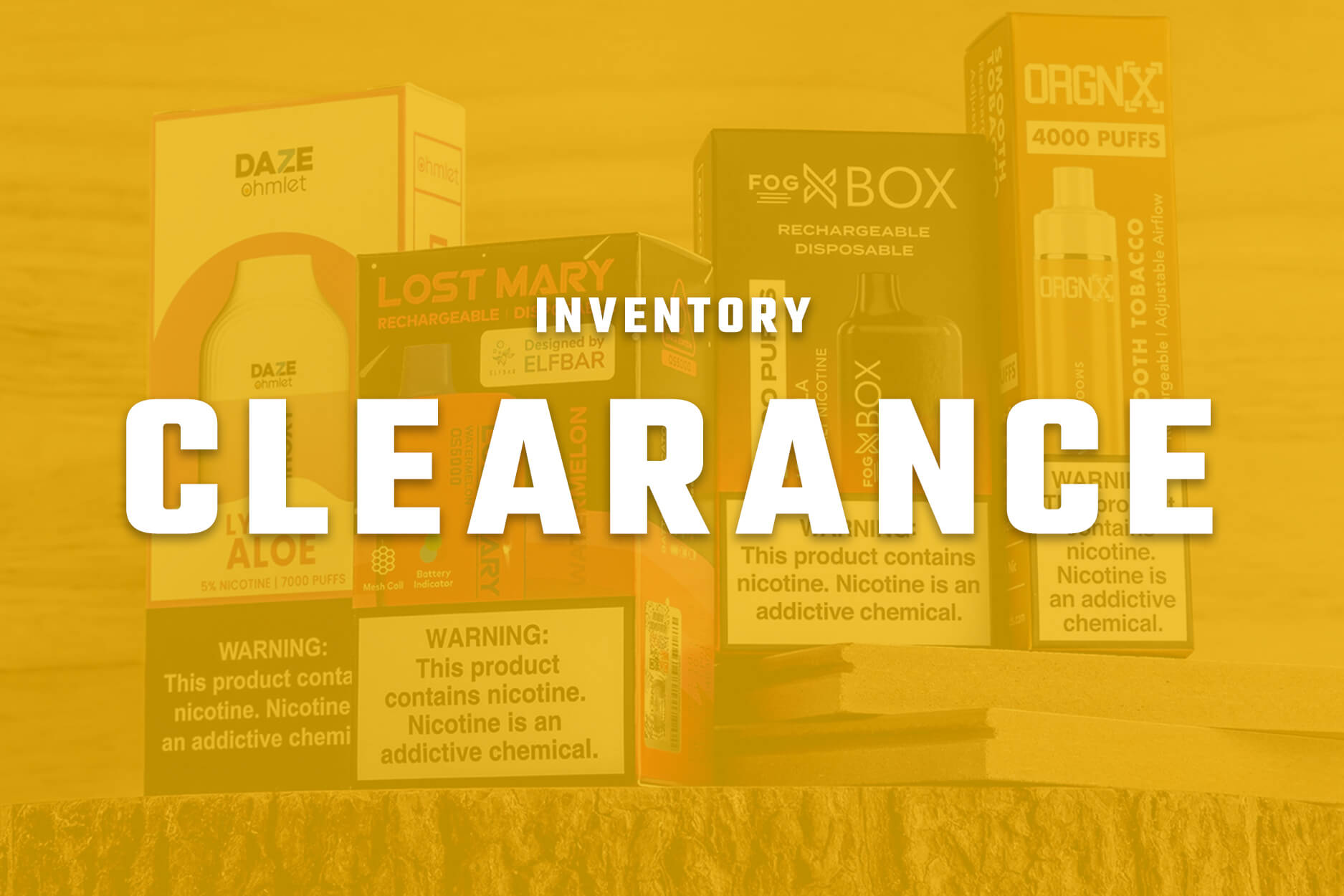 Clearance vape items on a shelf