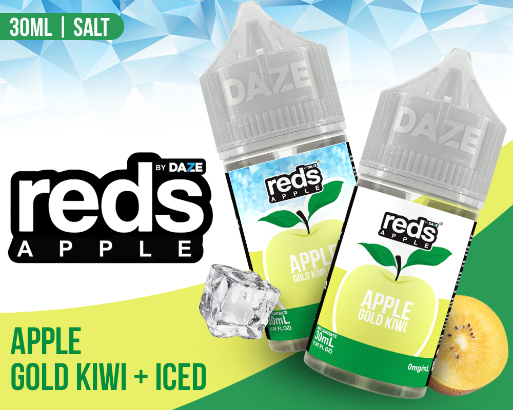 Reds Apple Gold Kiwi and Iced Bottles in 30mL Salt Nicotine