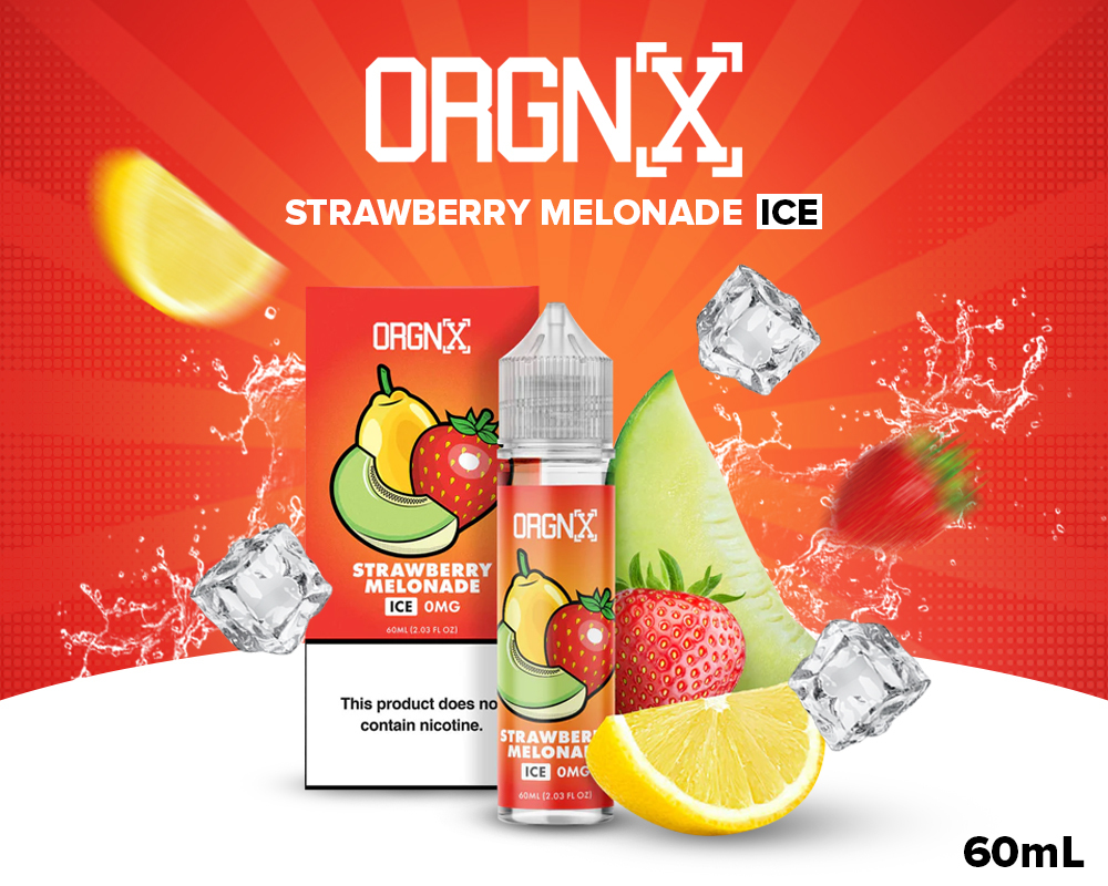 Orgnx Strawberry Melonade Ice Vape Juice in 60mL Bottle
