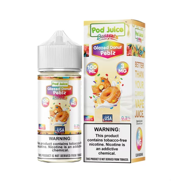 Glazed Dount Peblz By Pod Juice Series E-Liquid 100mL (Freebase)