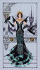 Stitched area of Raven Queen Kit Cross Stitch Chart Fabric Beads Silk Floss Braid Nora Corbett Mirabilia MD139