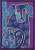 Stitched area of Bloomingtails Cross Stitch Kit (Linen) Mill Hill 2016 Laurel Burch Dogs