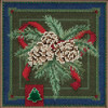 Stitched area of Festive Pine Cross Stitch Kit Mill Hill 2016 Buttons & Beads Winter MH141634