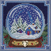 Stitched area of Snow Globe Cross Stitch Kit Mill Hill 2017 Buttons Beads Winter MH141734