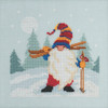 Stitched area of Skiing Gnome Cross Stitch Kit Mill Hill 2020 Gnome Quartet MH172011