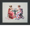Framed view of Tea Cross Stitch Kit Chart Beads Silk Floss Mirabilia MD182