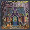 Stitched area of Haunted Cottage Cross Stitch Kit Mill Hill 2023 Buttons & Beads Autumn MH142324
