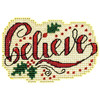 Stitched area of Holly Believe Cross Stitch Ornament Kit Mill Hill 2023 Winter Holiday MH182333