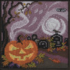 Stitched area of Haunted Graveyard Cross Stitch Kit Mill Hill 2024 Buttons & Beads Autumn MH142424