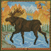 Stitched area of Autumn Moose Cross Stitch Kit Mill Hill 2024 Buttons & Beads Autumn MH142425