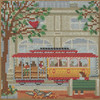 Stitched area of Trolley Car Cross Stitch Kit Mill Hill 2026 Buttons & Beads Spring MH142615