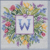 Stitched area of Floral Monogram Cross Stitch Kit Mill Hill 2026 Buttons & Beads Spring MH142616