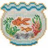 Stitched area of Fish Bowl Counted Cross Stitch Kit Mill Hill 2026 Spring Bouquet MH182616