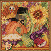 Stitched area of Fall Collage Cross Stitch Kit Mill Hill 2026 Buttons & Beads Autumn MH142621