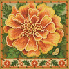Stitched area of Marigold Cross Stitch Kit Mill Hill 2026 Buttons & Beads Autumn MH142623
