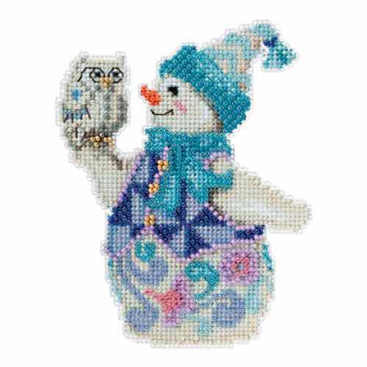 Snowy Owl Snowman Beaded Counted Cross Stitch Kit Mill Hill 2015 Jim Shore JS205103