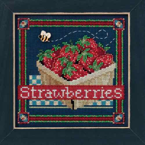 Strawberries Cross Stitch Kit Mill Hill 2016 Buttons & Beads