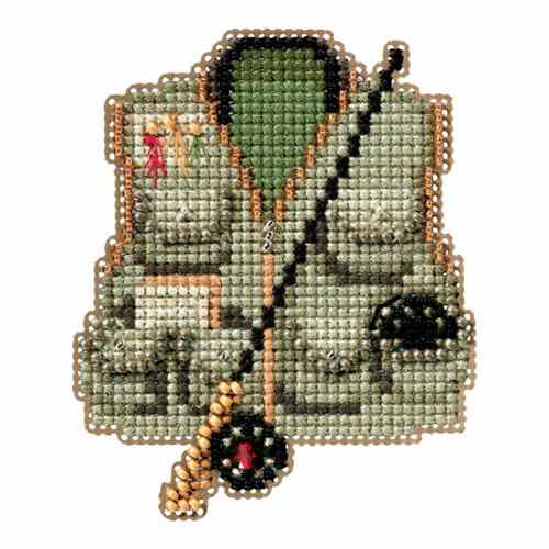 Fishing Vest Bead Cross Stitch Kit Mill Hill 2016 Spring Bouquet