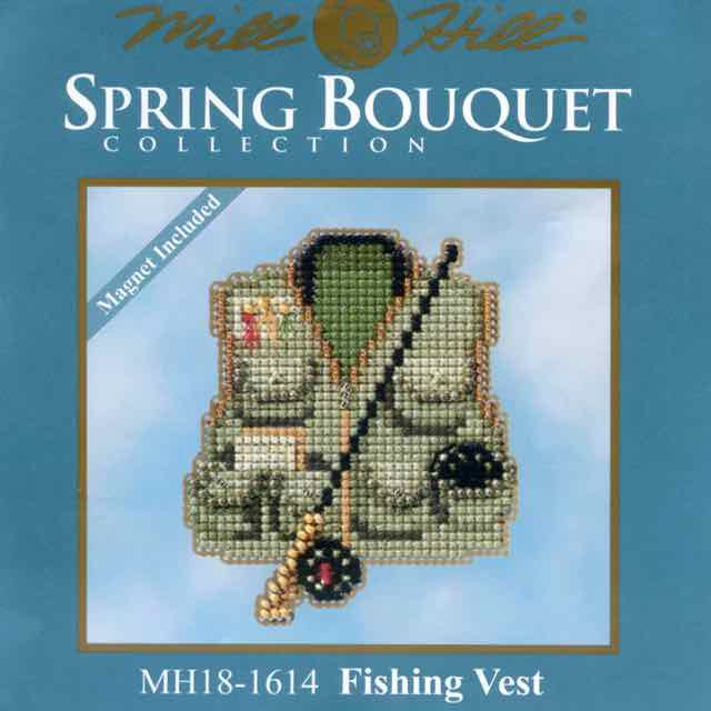 Fishing Vest Bead Cross Stitch Kit Mill Hill 2016 Spring Bouquet