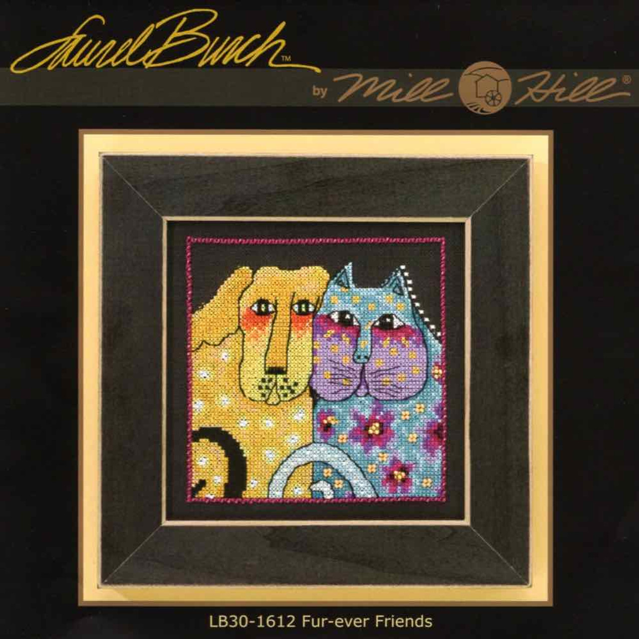 Package insert for Fur-ever Friends Cross Stitch Kit (Linen) Mill Hill 2016 Laurel Burch Dogs