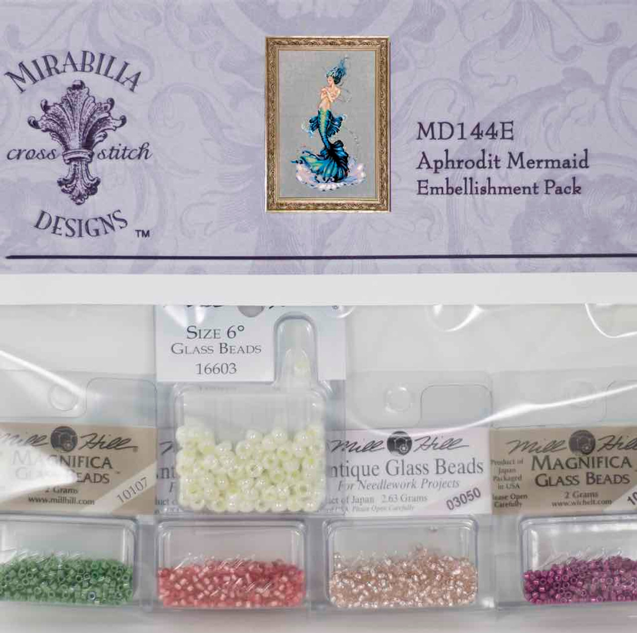 Mill Hill Bead Embellishment Pack for Aphrodite Mermaid Kit Cross Stitch Chart Fabric Beads Braid Nora Corbett Mirabilia MD144
