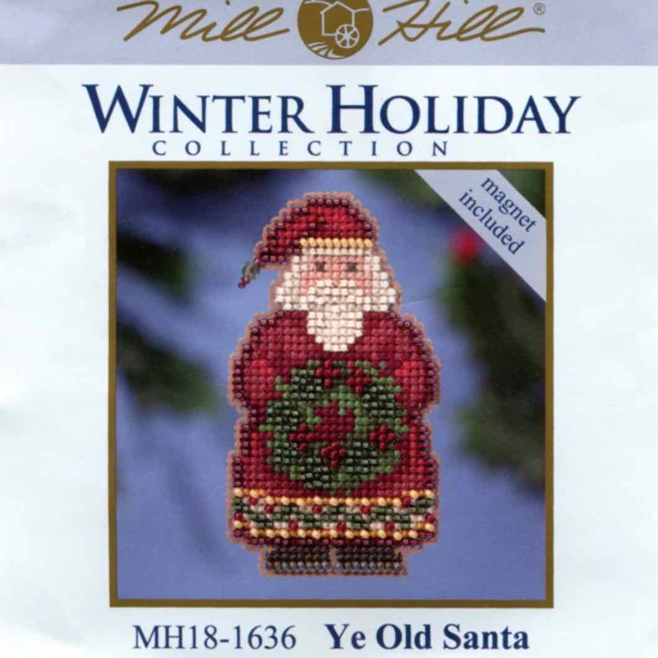 Package insert for Ye Old Santa Cross Stitch Ornament Kit Mill Hill 2016 Winter Holiday MH181636
