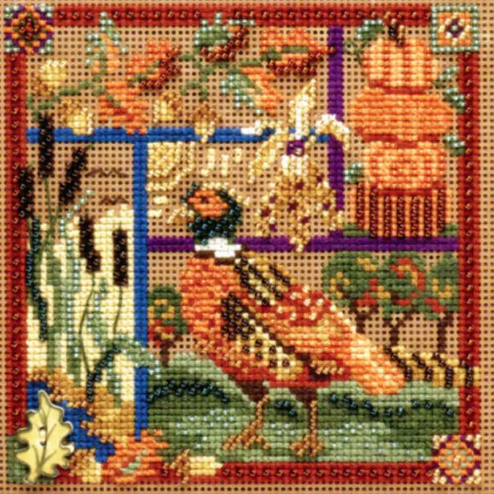 Pheasant Sampler Cross Stitch Kit Mill Hill 2009 Buttons & Beads
