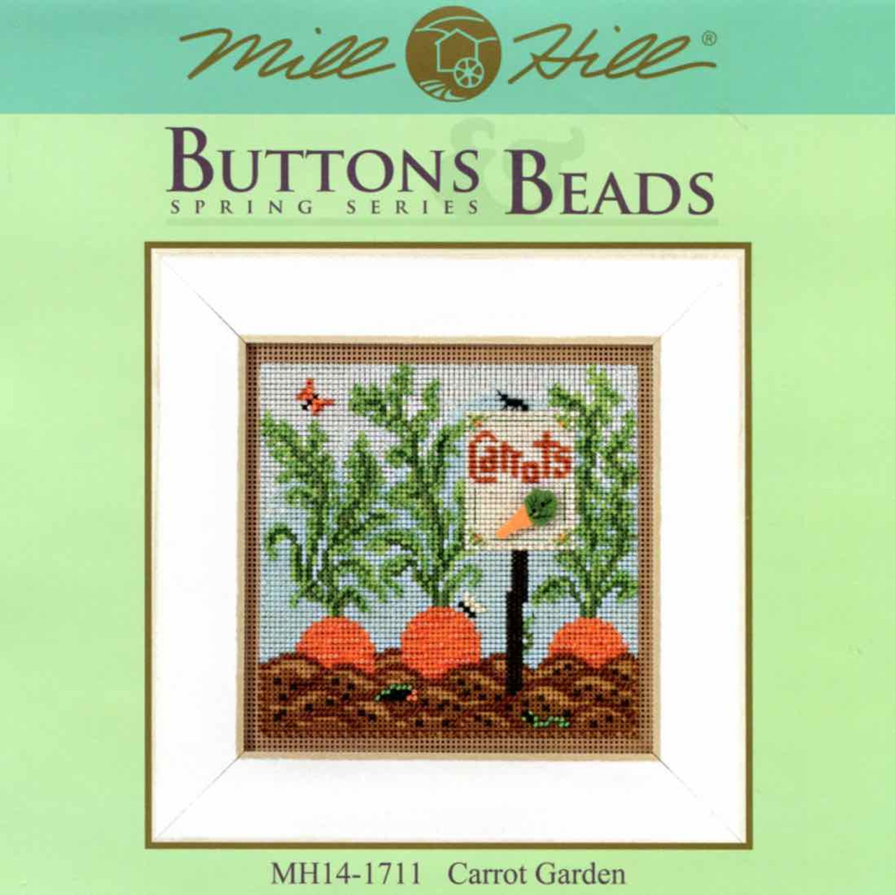 Package insert for Carrot Garden Cross Stitch Kit Mill Hill 2017 Buttons & Beads Spring MH141711