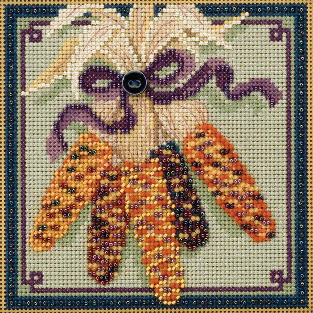 Harvest Corn Cross Stitch Kit Mill Hill 2017 Buttons & Beads Autumn MH141721