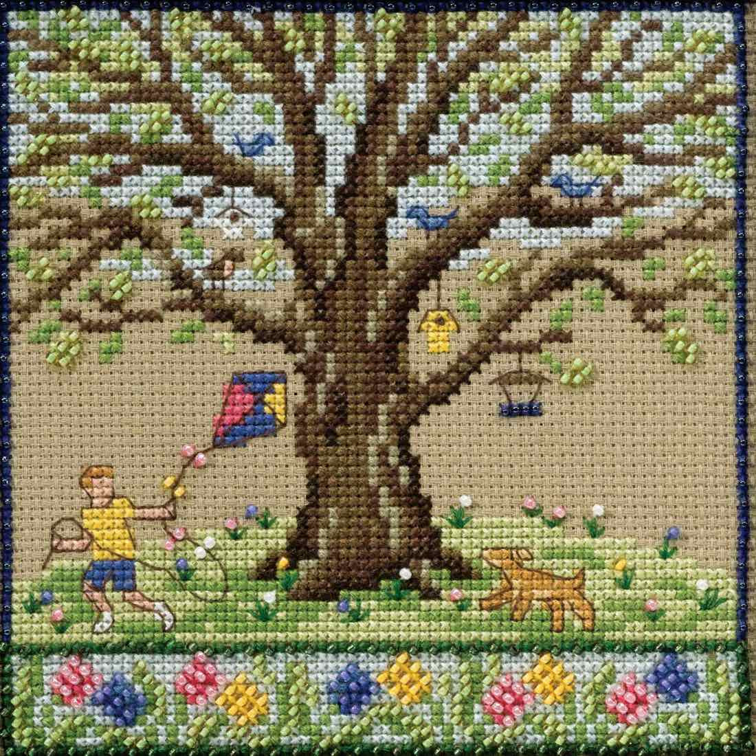 Spring Oak Cross Stitch Kit Mill Hill 2017 Mighty Oak Quartet MH171712