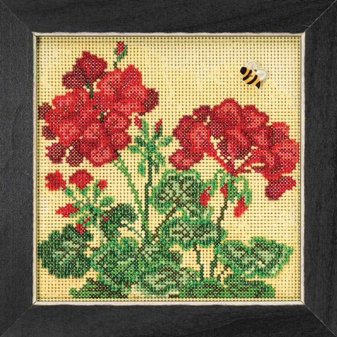 Geranium Cross Stitch Kit Mill Hill 2018 Buttons & Beads Spring MH141816