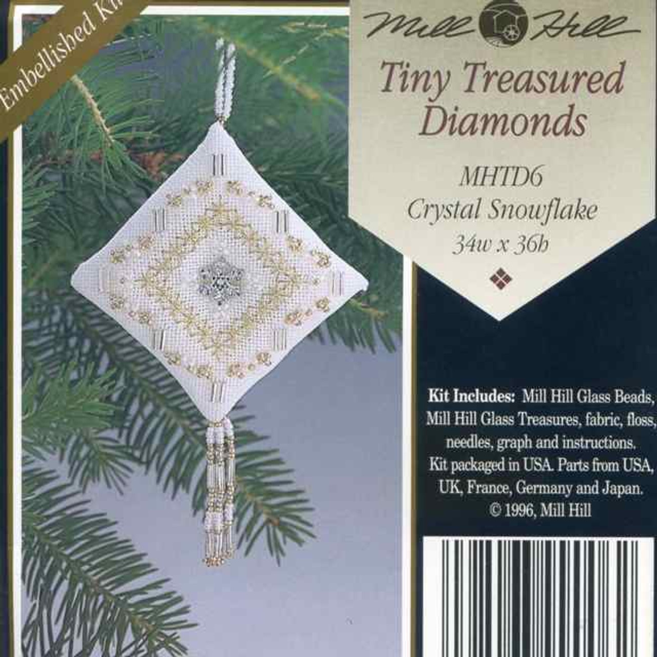 Crystal Snowflake Tiny Treasured Diamond Ornament Kit 1996 Mill Hill