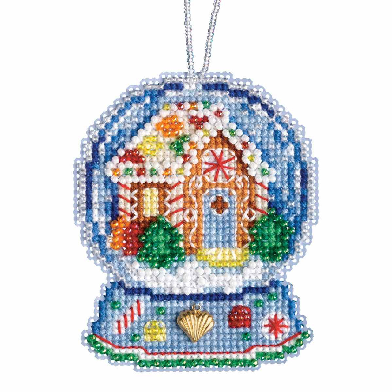 Gingerbread House Snow Globe Beaded Counted Cross Stitch Kit Mill Hill 2019  Ornament MH161932