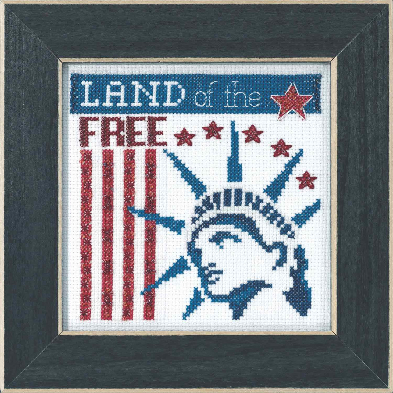 Land of the Free Beaded Cross Stitch Kit Mill Hill 2019 Patriotic Quartet MH171912 land-of-the-free-beaded-cross-stitch-kit-mill-hill-2019-patriotic-quartet-mh171912