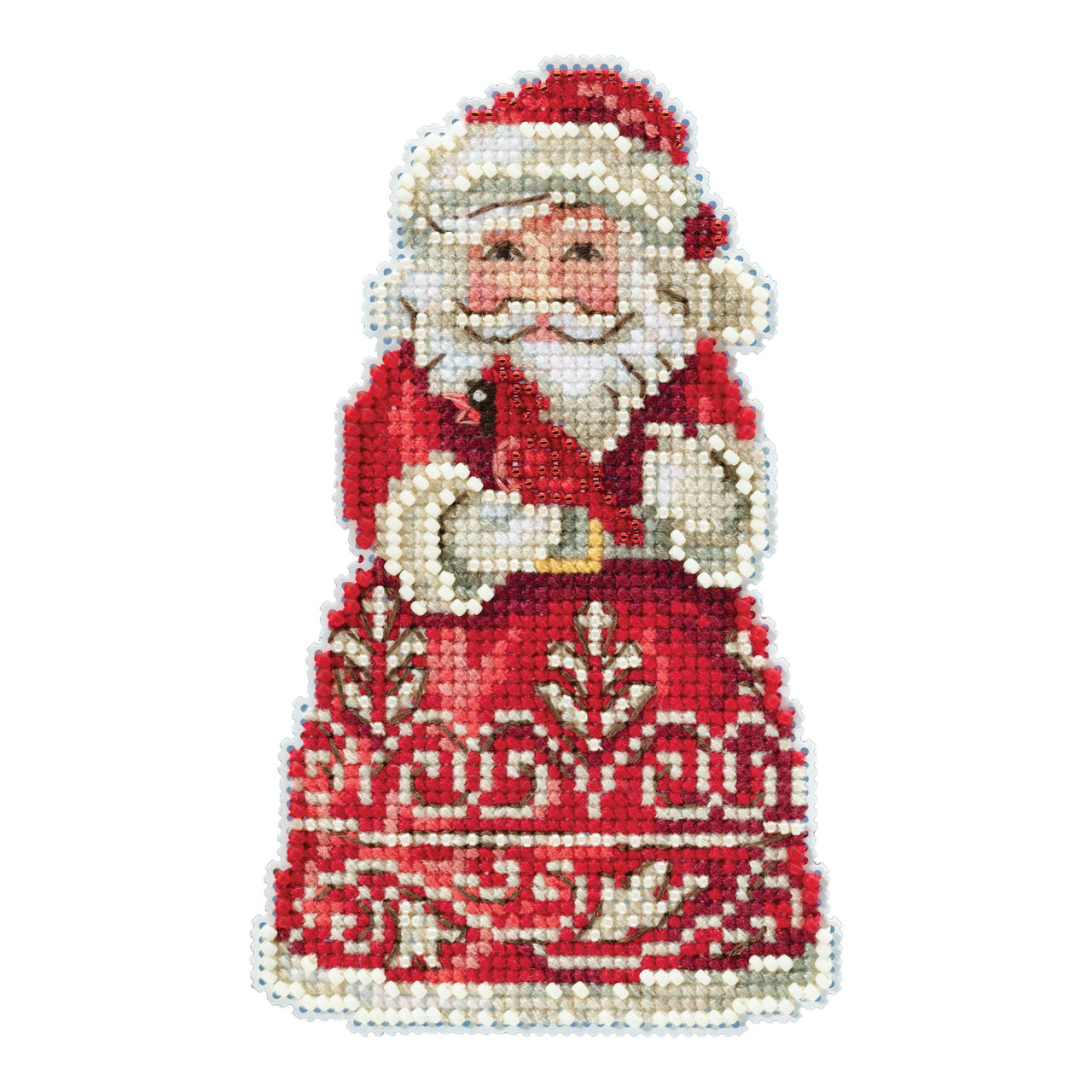 Santa with Cardinal Cross Stitch Ornament Kit Mill Hill 2019 Jim