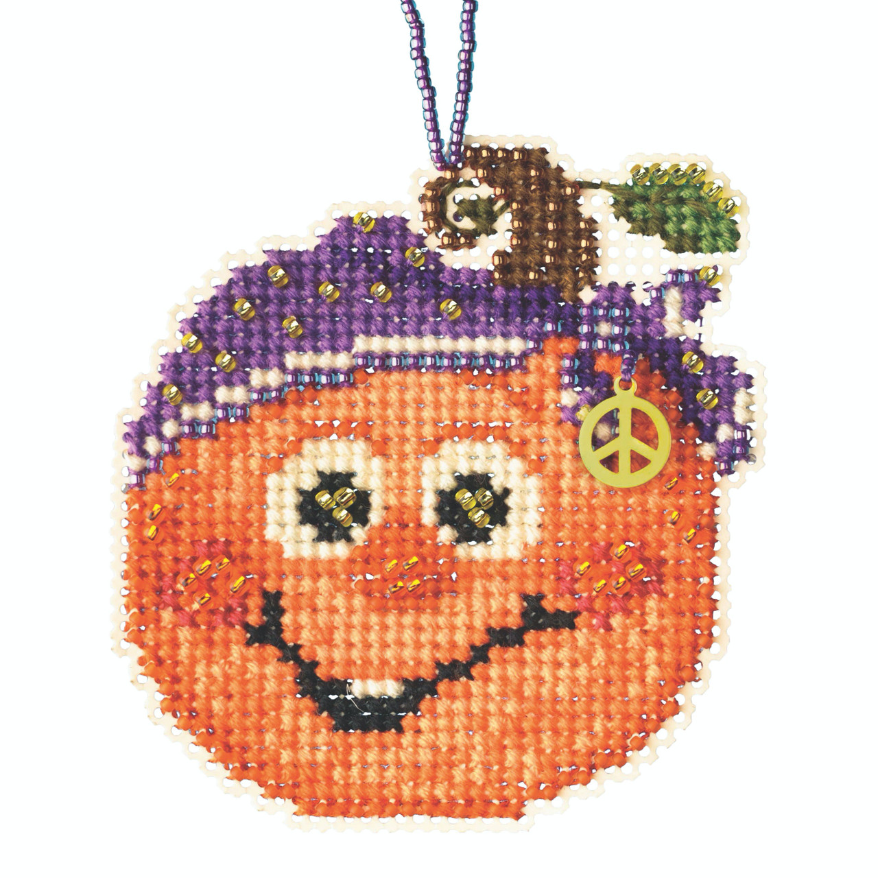 Hippie Pumpkin Beaded Counted Cross Stitch Kit Mill Hill 2020 Ornament MH162025