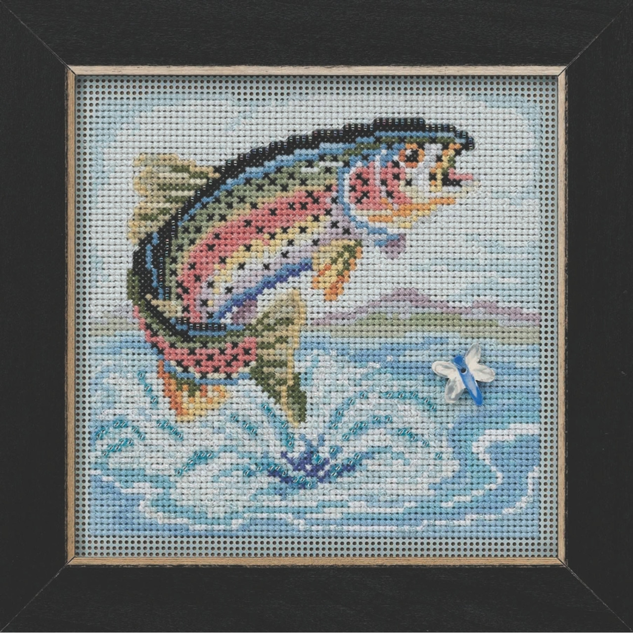 Package insert for Rainbow Trout Cross Stitch Kit Mill Hill 2021 Buttons & Beads Spring MH142114