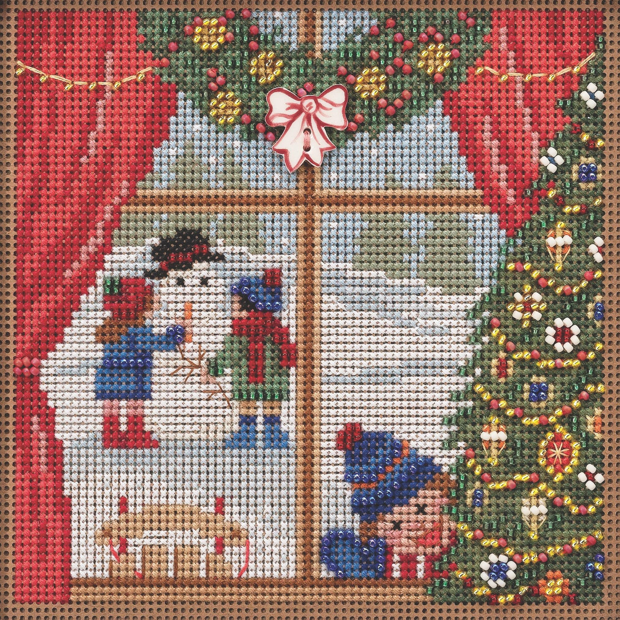 Christmas Greetings Cross Stitch Kit Mill Hill 2023 Buttons Beads Winter  MH142336
