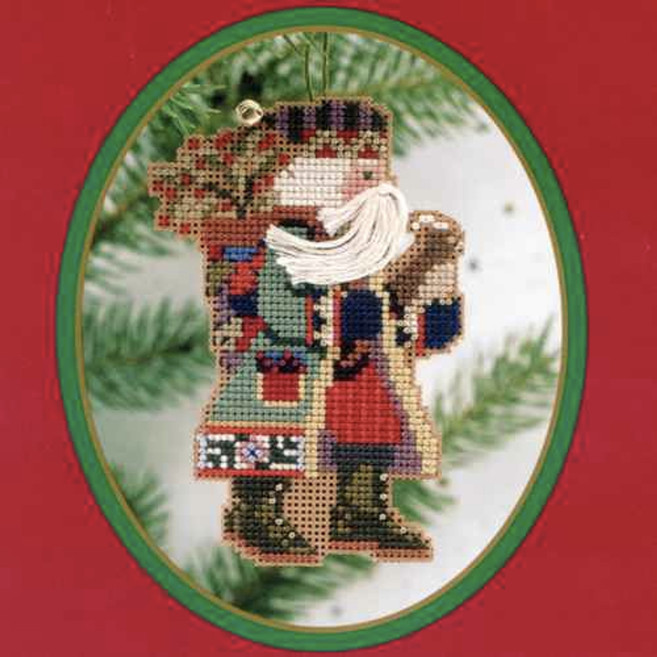 Holly Berries Santa Bead Ornament Kit Mill Hill 1999 Northwoods Santas