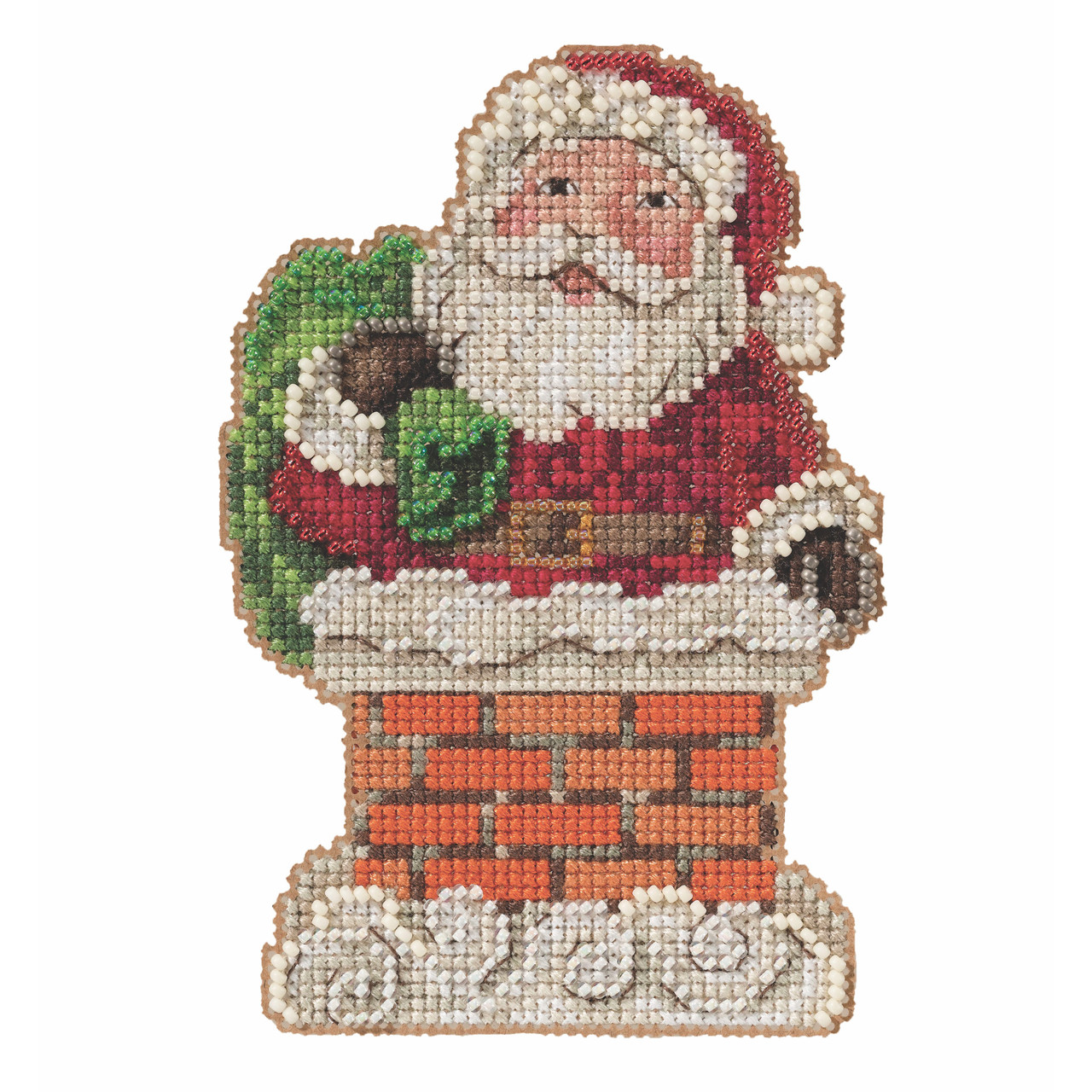 Santa in Chimney Cross Stitch Ornament Kit Mill Hill 2021 Jim Shore JS202112