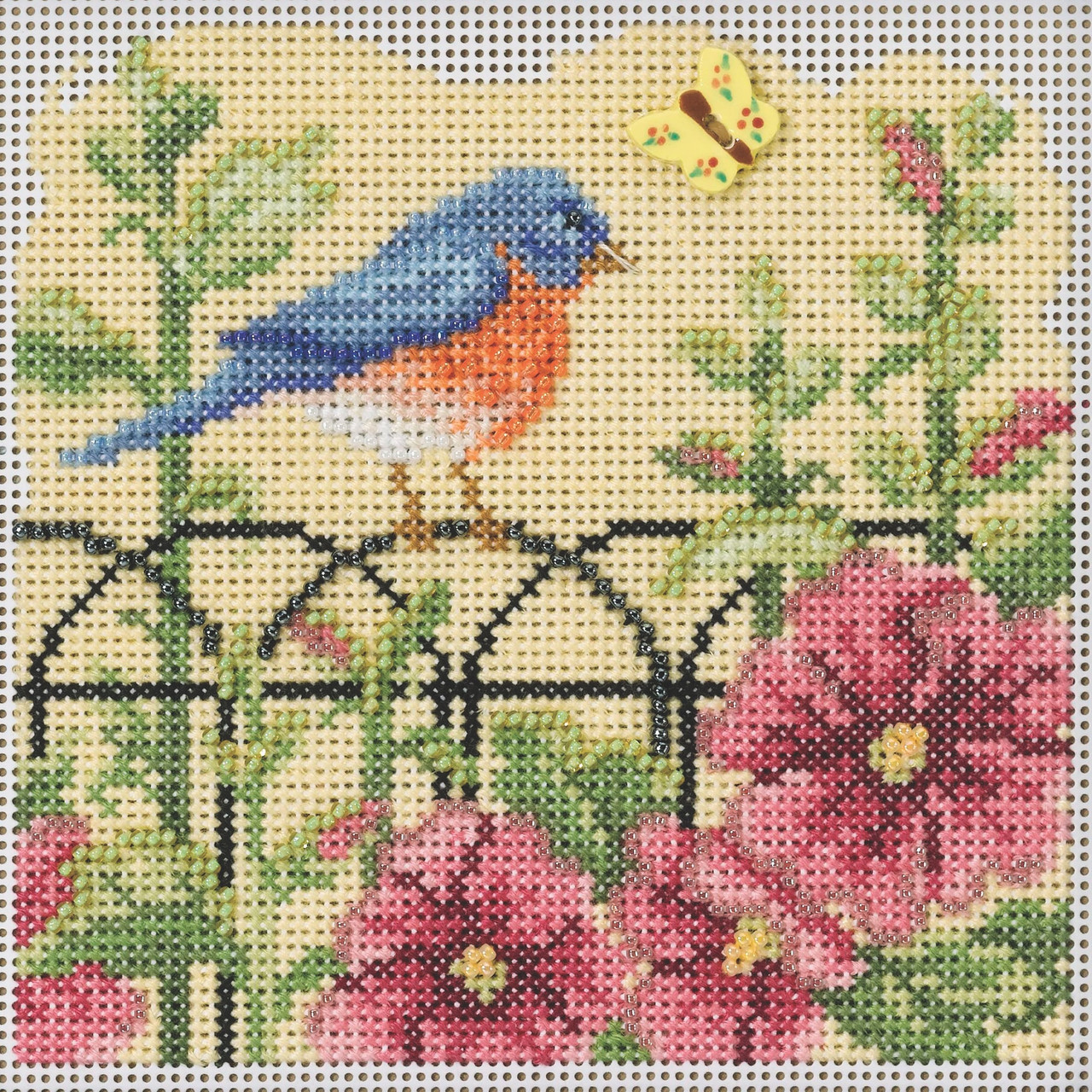 Spring Bluebird Cross Stitch Kit Mill Hill 2022 Buttons & Beads