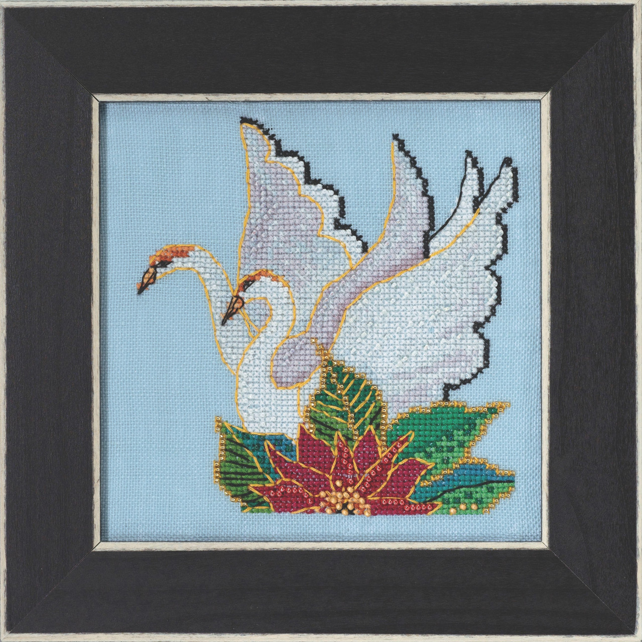 White Swans Cross Stitch Kit Mill Hill 2023 Laurel Burch Birds LB302312