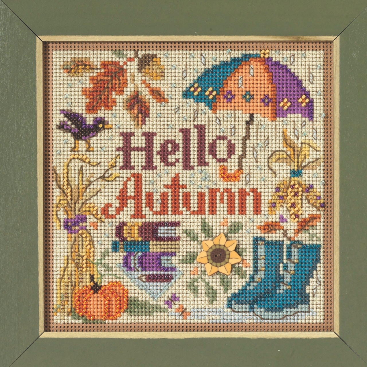 Hello Autumn Cross Stitch Kit Mill Hill 2023 Buttons & Beads Autumn MH142323