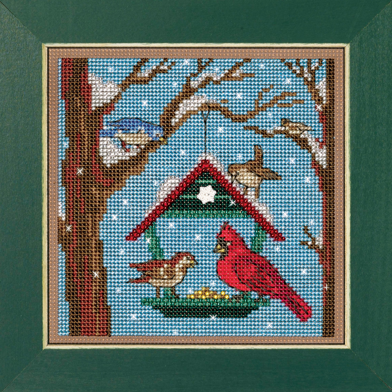 NATAL DESIGN - HALEF TRACK PRODUCTS×NATAL DESIGN Bird Feeder Cross Stitch Kit Mill Hill 2023 Buttons Beads