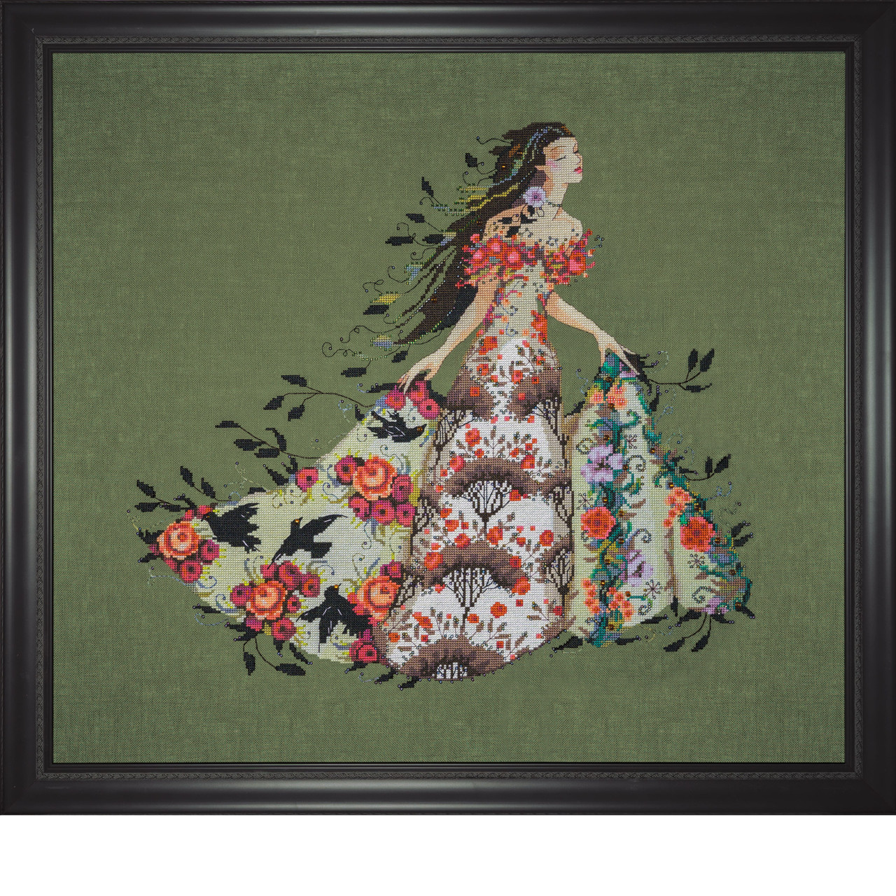 Blackbird Cross Stitch Kit Chart Beads Silk Floss Mirabilia MD188